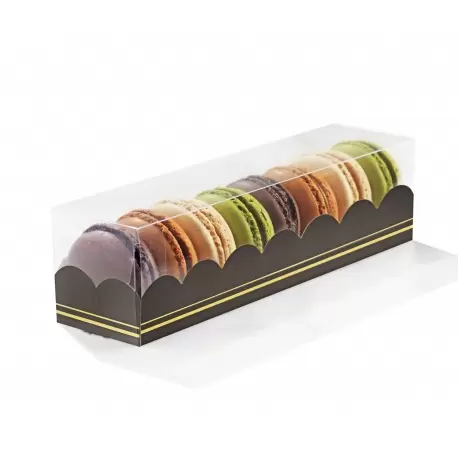 Pastry Chef's Boutique 36206 Clear Deluxe Plastic Macarons Gift Boxes Black Insert - 8 Macarons - 160 x 50 x 50 mm - Pack of ... Pastry Chef's Boutique 36206 Clear Deluxe Plastic Macarons Gift Boxes Black Insert - 8 Macarons - 160 x 50 x 50 mm - Pack of ...