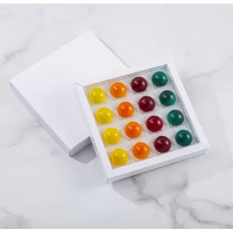 Pastry Chef's Boutique TREN16WH Matte White Closed Frame with Clear Plastic Insert Chocolate Candy Boxes - Holds 16 Chocolate... Pastry Chef's Boutique TREN16WH Matte White Closed Frame with Clear Plastic Insert Chocolate Candy Boxes - Holds 16 Chocolate...