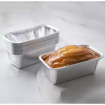 Disposable Aluminum Foil Loaf Pan Straight Smooth Sides - 160 x 80 x 58 mm - 595 ml - Pack of 100
