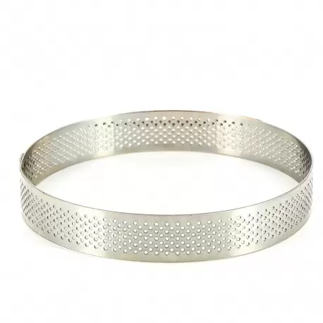 Stainless Steel Perforated Round Tart Rings ø 20 cm - 2 cm High - Mallard Ferriere