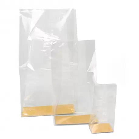 Clear Cellophane bags with Gold Base - Great for Chocolate Figures, Cakes, Loaves - 16 x 8 x 42 cm - Pack of 100 Clear Cellophane bags with Gold Base - Great for Chocolate Figures, Cakes, Loaves - 16 x 8 x 42 cm - Pack of 100