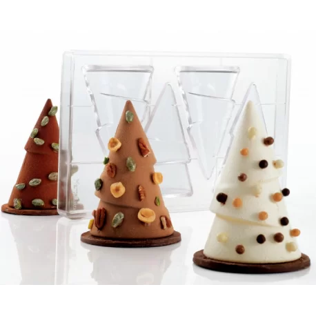 Polycarbonate TREESMAS Christmas Tree Chocolate Mold - 75x120mm cavities - 45gr - 275x175mm Polycarbonate TREESMAS Christmas Tree Chocolate Mold - 75x120mm cavities - 45gr - 275x175mm
