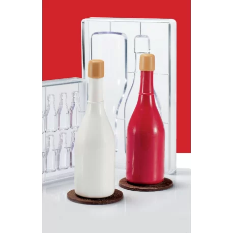 Polycarbonate Champagne BOTTLE Chocolate Mold - 65.4x220 mm - 120gr - 2 Cavity Polycarbonate Champagne BOTTLE Chocolate Mold - 65.4x220 mm - 120gr - 2 Cavity