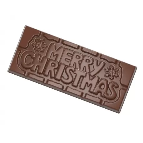 Chocolate World CW12025 Polycarbonate Merry Christmas Tablet Chocolate Mold - 118 x 50 x 8 mm - 45gr - 1x4 Cavity - 275x135x2... Chocolate World CW12025 Polycarbonate Merry Christmas Tablet Chocolate Mold - 118 x 50 x 8 mm - 45gr - 1x4 Cavity - 275x135x2...