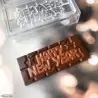 Polycarbonate Happy New Year Tablet Chocolate Bar - 118 x 50 x 8 mm - 45gr - 1x4 Cavity - 275x135x24mm - Chocolate World