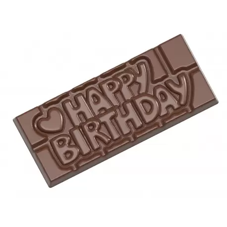 Chocolate World CW12010 Polycarbonate Happy Birthday Tablet Chocolate Mold - 118 x 50 x 8 mm - 45gr - 1x4 Cavity - 275x135x24... Chocolate World CW12010 Polycarbonate Happy Birthday Tablet Chocolate Mold - 118 x 50 x 8 mm - 45gr - 1x4 Cavity - 275x135x24...