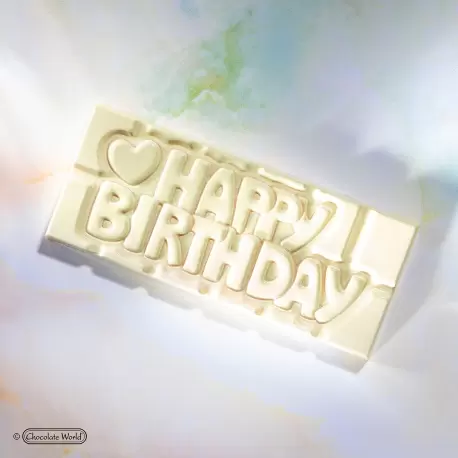 Chocolate World CW12010 Polycarbonate Happy Birthday Tablet Chocolate Mold - 118 x 50 x 8 mm - 45gr - 1x4 Cavity - 275x135x24... Chocolate World CW12010 Polycarbonate Happy Birthday Tablet Chocolate Mold - 118 x 50 x 8 mm - 45gr - 1x4 Cavity - 275x135x24...