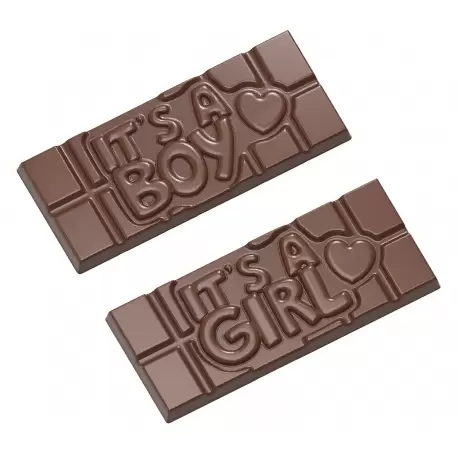 Chocolate World CW12012 Polycarbonate Chocolate Bar It's A Boy / It's A Girl Wishes Tablet Mold - 118 x 50 x 8 mm - 45gr - 1x... Chocolate World CW12012 Polycarbonate Chocolate Bar It's A Boy / It's A Girl Wishes Tablet Mold - 118 x 50 x 8 mm - 45gr - 1x...