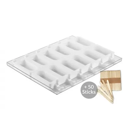 Silikomart GEL12 Cremino Set of 2 Ice Cream Molds - Tray and 50 Sticks Silikomart GEL12 Cremino Set of 2 Ice Cream Molds - Tray and 50 Sticks