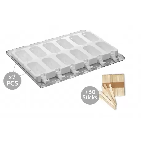 Silikomart GEL11 Shock Set of 2 Ice Cream Molds - Tray and 50 Sticks Silikomart GEL11 Shock Set of 2 Ice Cream Molds - Tray and 50 Sticks