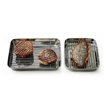 Matfer Bourgeat Stainless Tray + Grid - 8 1/16″, 5 7/8″, 1 1/8″