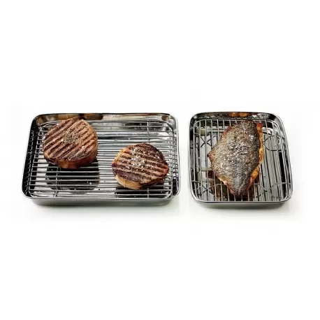 Matfer Bourgeat Stainless Tray + Grid - 8 1/16″, 5 7/8″, 1 1/8″ Matfer Bourgeat Stainless Tray + Grid - 8 1/16″, 5 7/8″, 1 1/8″