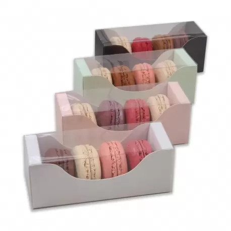 Pastry Chef's Boutique BIM4BK Deluxe Bi Frame Macaron Cardboard with window Box - 4 Macarons - Matte Black - Pack of 100 Maca... Pastry Chef's Boutique BIM4BK Deluxe Bi Frame Macaron Cardboard with window Box - 4 Macarons - Matte Black - Pack of 100 Maca...