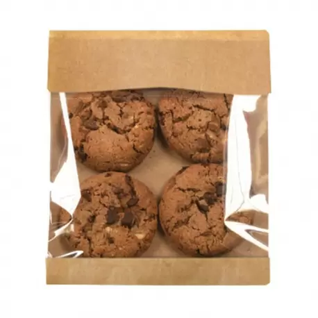 Deluxe Kraft Greaseproof Cookie Macarons Cellophane Window Bags - 140 x 140 mm - Pack of 200 Deluxe Kraft Greaseproof Cookie Macarons Cellophane Window Bags - 140 x 140 mm - Pack of 200