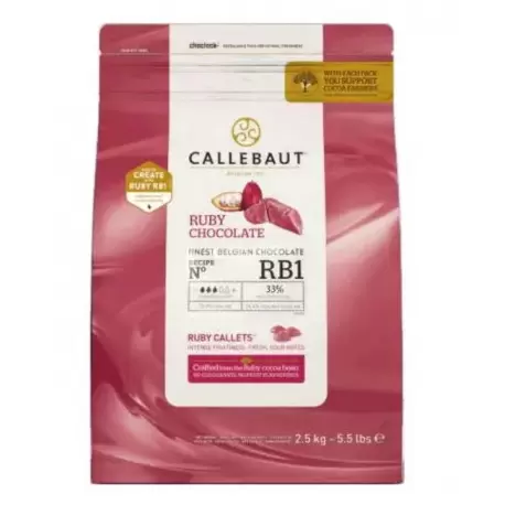 Barry Callebaut Ruby Chocolate 40.3% Cacao Solids - 2.5 Kg Bag- Barry Callebaut Ruby Chocolate 40.3% Cacao Solids - 2.5 Kg Bag-