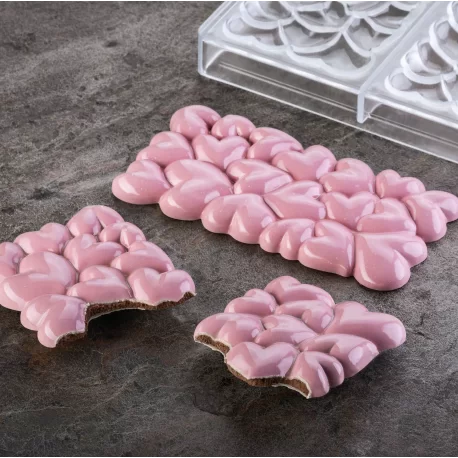 Polycarbonate Valentine's Day Heart Chocolate Bar Mold EROS by Vincent Vallée - 154x77x11mm - 100g - 3 indents Polycarbonate Valentine's Day Heart Chocolate Bar Mold EROS by Vincent Vallée - 154x77x11mm - 100g - 3 indents