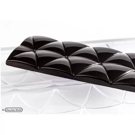 Polycarbonate Convex Triangles Tablet Bar Chocolate Mold - 124 x55 x 8 mm - 51gr - 2x2 Cavity - 275x135x24mm Polycarbonate Convex Triangles Tablet Bar Chocolate Mold - 124 x55 x 8 mm - 51gr - 2x2 Cavity - 275x135x24mm