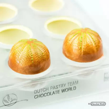 Polycarbonate The Uni (Sea Urchin) by the Dutch Pastry Team Chocolate Mold - 30 x 30 x 17 mm - 10.5gr - 3x7 Cavity - 275x135mm Polycarbonate The Uni (Sea Urchin) by the Dutch Pastry Team Chocolate Mold - 30 x 30 x 17 mm - 10.5gr - 3x7 Cavity - 275x135mm