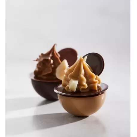 Polycarbonate Flattened Sphere Chocolate Mold by Martin Diez - 30 x 30 x 14.5 mm - 8.5gr - 3x8 Cavity - 275x135x24mm - Chocolate World