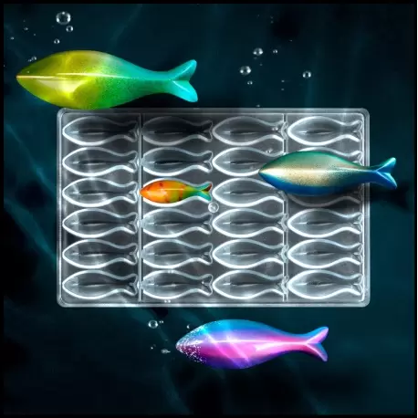Pastry Chef's Boutique PCB-26001 Polycarbonate Chocolate Tropical Fish Mold - 63.4 x 27 x 24 mm - 6 x 4 cavity - 11gr - 275 x... Pastry Chef's Boutique PCB-26001 Polycarbonate Chocolate Tropical Fish Mold - 63.4 x 27 x 24 mm - 6 x 4 cavity - 11gr - 275 x...
