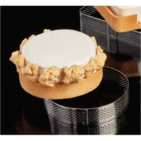 Pavoni XF1120 Microperforated Stainless Steel Round Tart Rings Height: 3/4'' Diam: 11 cm Finger & Individual Tart Rings Pavoni XF1120 Microperforated Stainless Steel Round Tart Rings Height: 3/4'' Diam: 11 cm Finger & Individual Tart Rings