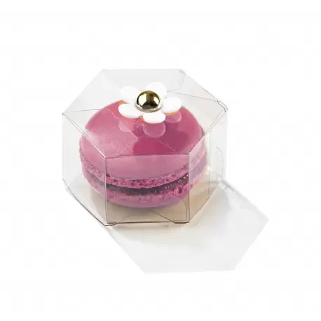 Clear Plastic Macarons Gift Party Favor Boxes - 1 Macaron - 50 x 50 x 50 mm - Pack of 50 - Flowers not Included