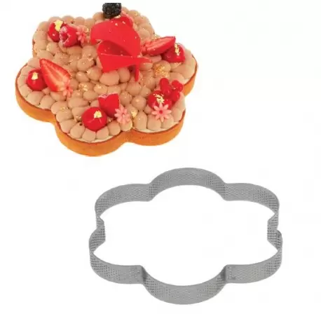 Pastry Chef's Boutique 06625 Stainless Steel Perforated Flower Circle Tart Ring - 5 Parts - Ø 20 x 2.5 cm Other Shaped Rings Pastry Chef's Boutique 06625 Stainless Steel Perforated Flower Circle Tart Ring - 5 Parts - Ø 20 x 2.5 cm Other Shaped Rings