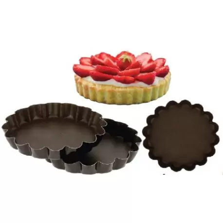 Flower Fluted Non-Stick Mini Tart Baking Pan - Ø10 x 1.8 cm - Pack of 12