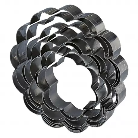 Polished Steel 6 Petal Flower Cake Ring - 130 x 130 x 50 mm - Martellato