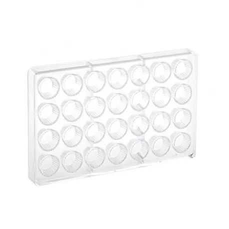 Martellato MA1002 Polycarbonate Ridged Chocolate Cup Praline Mold - 30 x 19 mm - 12 gr - 28 cavity Chocolate Cups Molds Martellato MA1002 Polycarbonate Ridged Chocolate Cup Praline Mold - 30 x 19 mm - 12 gr - 28 cavity Chocolate Cups Molds