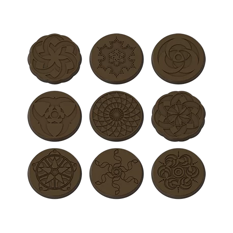 Pastry Chef's Boutique PCB109 Polycarbonate Round Disc Multi Design Caraques Chocolate Mold - 44x4mm - 6gr - 2x5 Cavity - 275... Pastry Chef's Boutique PCB109 Polycarbonate Round Disc Multi Design Caraques Chocolate Mold - 44x4mm - 6gr - 2x5 Cavity - 275...