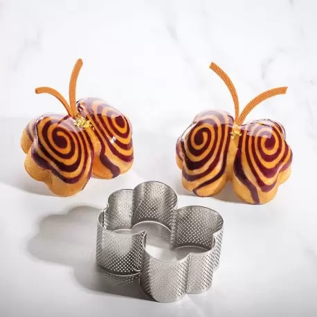 Pavoni XF55 Microperforated Stainless Steel Papillon Butterfly Viennoiserie Tart Ring by Johan Martin - 109 x 82 x 45 mm Brea... Pavoni XF55 Microperforated Stainless Steel Papillon Butterfly Viennoiserie Tart Ring by Johan Martin - 109 x 82 x 45 mm Brea...