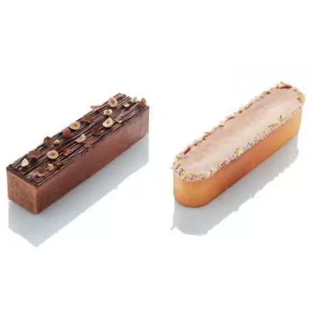 Professional Stainless Steel Rectangle & Oval Travel Cake Mold by Frank Haasnoot - Full Mold 255 mm x 84 mm H x 62 mm Professional Stainless Steel Rectangle & Oval Travel Cake Mold by Frank Haasnoot - Full Mold 255 mm x 84 mm H x 62 mm