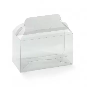 Pastry Chef's Boutique 13846 Clear Pastry Voyage Cake Box with Handle and Gold Leather Cardboard Base Insert - 270 mm x 90 mm...