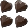 Pastry Chef's Boutique PCB813 Polycarbonate Origami Faceted Gem Geometrical Heart Shaped Pralines Chocolate Mold - 35x35x13-1...