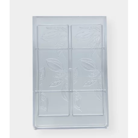 Polycarbonate Cacao Bean Chocolate Tablet Bar Mold - 210mm x 70mm x 6mm H - 2x1 cavity - 100gr Polycarbonate Cacao Bean Chocolate Tablet Bar Mold - 210mm x 70mm x 6mm H - 2x1 cavity - 100gr