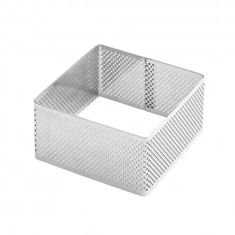 Pavoni XF57 Microperforated Stainless Steel Square Viennoiseries Tart Ring by Johan Martin - 80 mm x 80 mm x 45 mm h Bread Ring Pavoni XF57 Microperforated Stainless Steel Square Viennoiseries Tart Ring by Johan Martin - 80 mm x 80 mm x 45 mm h Bread Ring