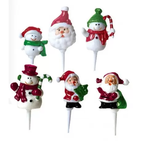 Buche Log Cake Decoration - Christmas Assortment of Snowmen and Santa on a stick - 4.5cm - 72pcs Buche Log Cake Decoration - Christmas Assortment of Snowmen and Santa on a stick - 4.5cm - 72pcs