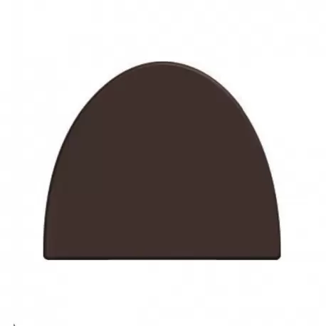 Yule Log End Decoration Plastic Mold - Plain Half Oval - 90mm x 75mm x 4mm - 2 plates with 6 cavities each - Pastry Chef's Boutique