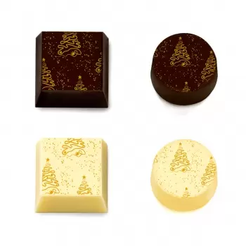 Chocolate Transfer Sheets - Celine Christmas Trees - 300mm x 400mm - 10 sheets