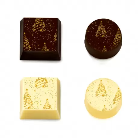 Chocolate Transfer Sheets - Celine Christmas Trees - 300mm x 400mm - 10 sheets