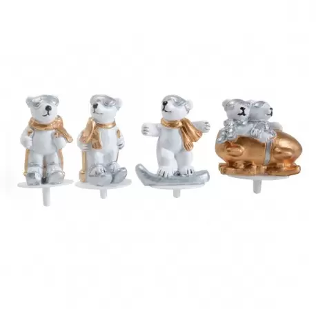 Buche Log Cake Decoration - Winter Sports Polar Bears on a stick - 4cm - 50pcs Buche Log Cake Decoration - Winter Sports Polar Bears on a stick - 4cm - 50pcs