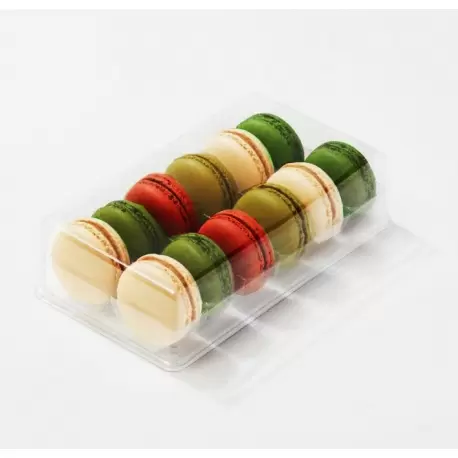 Pastry Chef's Boutique DCM12CL Clear Plastic Macarons Storage and Gift Boxes - Clear Base - 12 Macarons - Pack of 60 Macaron...