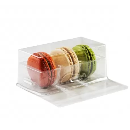 Pastry Chef's Boutique DCM3CL Clear Plastic Macarons Storage and Gift Boxes - Clear Base - 3 Macarons - Pack of 60 Macarons P... Pastry Chef's Boutique DCM3CL Clear Plastic Macarons Storage and Gift Boxes - Clear Base - 3 Macarons - Pack of 60 Macarons P...