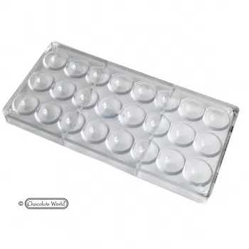 Polycarbonate Futbol Soccer Ball Chocolate Mold - 30mm x 30mm x 15mm - 9gr - 24 cavity