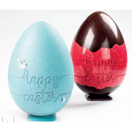Polycarbonate Magnetic Chocolate Easter Egg Mold 3D Two piece Mold - HAPPY EASTER - 156mm x h 228mm - 330gr Polycarbonate Magnetic Chocolate Easter Egg Mold 3D Two piece Mold - HAPPY EASTER - 156mm x h 228mm - 330gr