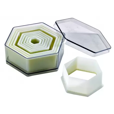 Pastry Chef's Boutique 2293 Set of 9 Hexagonal Dough Cutters Polyglass Cookie Cutters Pastry Chef's Boutique 2293 Set of 9 Hexagonal Dough Cutters Polyglass Cookie Cutters