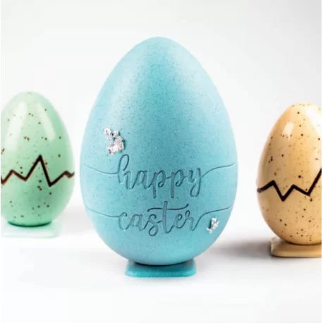 Polycarbonate Magnetic Chocolate Easter Egg Mold 3D Two piece Mold - HAPPY EASTER - 156mm x h 228mm - 330gr Polycarbonate Magnetic Chocolate Easter Egg Mold 3D Two piece Mold - HAPPY EASTER - 156mm x h 228mm - 330gr