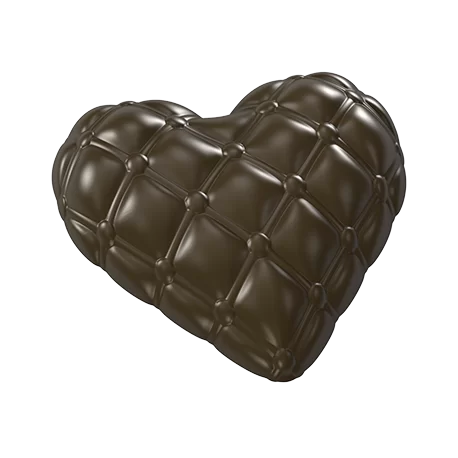 Polycarbonate Chesterfield Pillow Heart Chocolate Mold - 95mm x 95mm x 16mm - 72gr - 1x3 Cavity - 275x175x25mm - Pastry Chef's Boutique