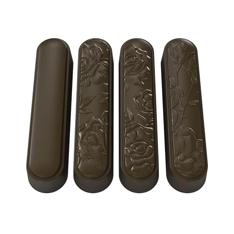 Polycarbonate Oblong Rose Design Chocolate Snack Bar Mold - 96mm x 22mm x 17mm - 35gr - 5x2 Cavity - 275x175x25mm - Pastry Chef's Boutique